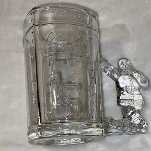 Clear Glass Stein with Sculpted Santa Handle